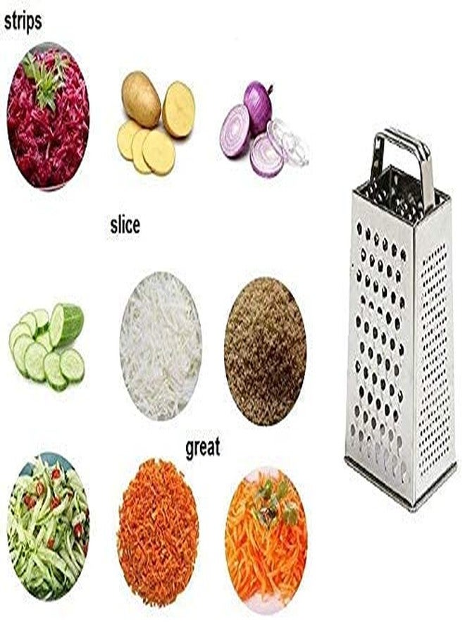 New Trend Best Combo of 3 Kitchen Tools - Stainless Steel 4 in 1 Smart Vegetable Grater & Slicer, Stainless Steel Potato Masher with Wooden Handle, Stainless Steel Balloon Whisk (Color - Silver) - Image 3